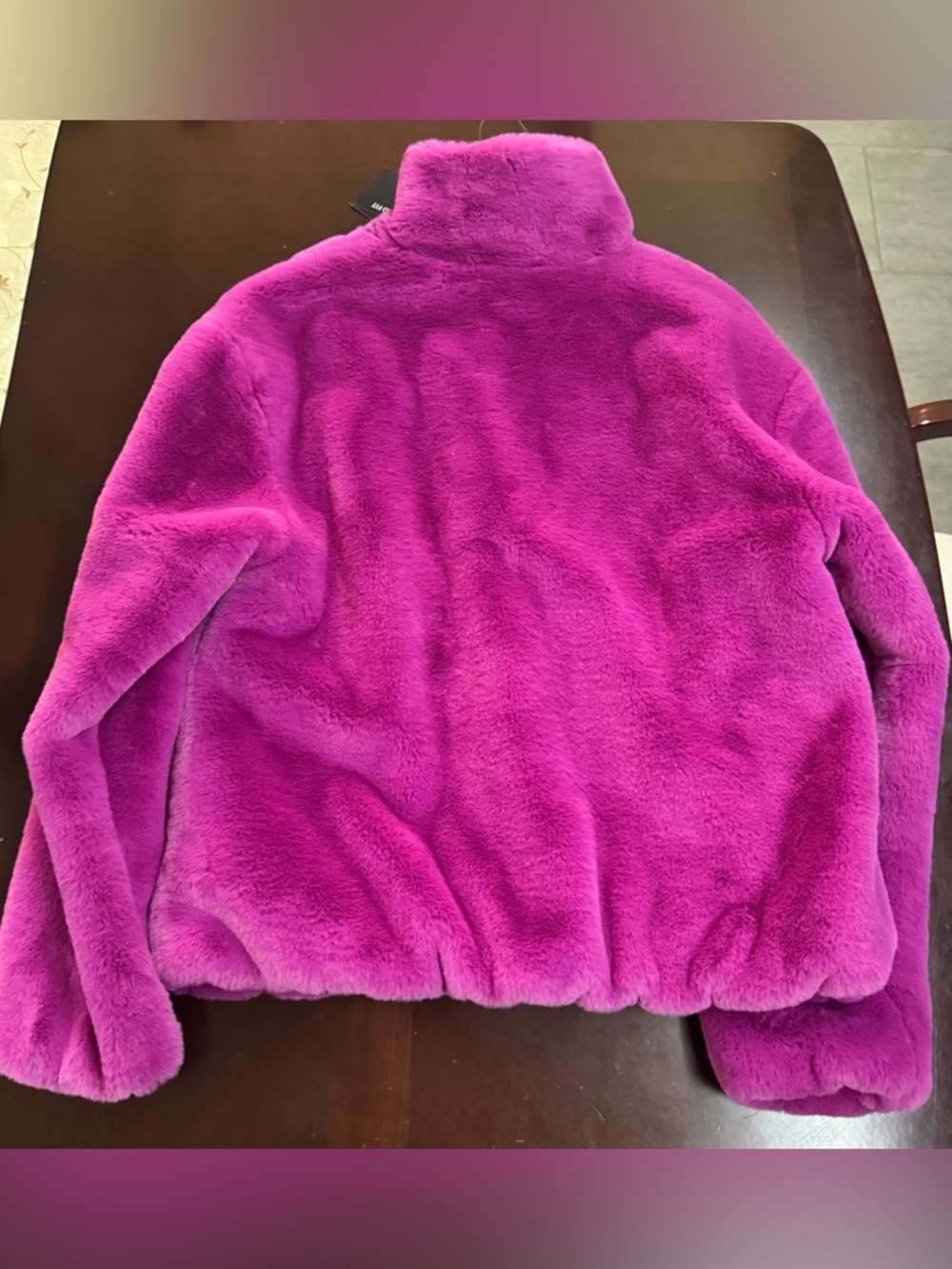 Nike Magenta Faux-Fur Puffer Jacket with Black Swoosh - Picture 2 of 5